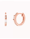 Baguette & Pave CZ Huggie Hoop Earrings