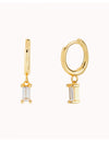 Baguette CZ Charm Huggie Hoop Earrings