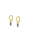 Baguette CZ Charm Huggie Hoop Earrings