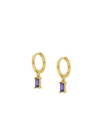 Baguette CZ Charm Huggie Hoop Earrings