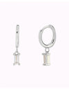 Baguette CZ Charm Huggie Hoop Earrings