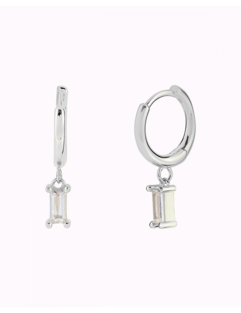 Baguette CZ Charm Huggie Hoop Earrings