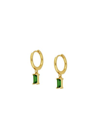 Baguette CZ Charm Huggie Hoop Earrings
