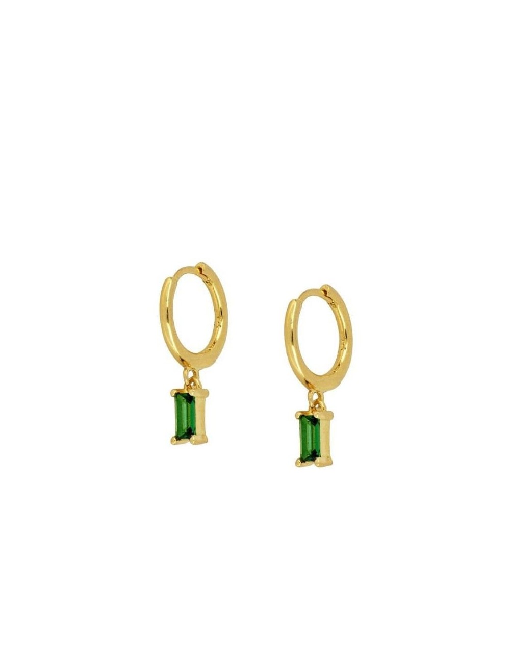 Baguette CZ Charm Huggie Hoop Earrings