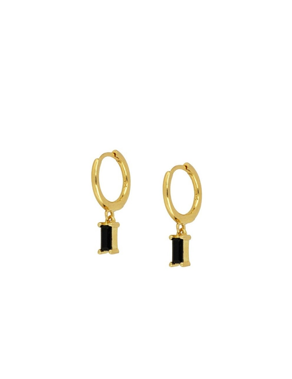 Baguette CZ Charm Huggie Hoop Earrings