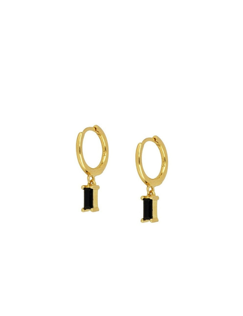 Baguette CZ Charm Huggie Hoop Earrings