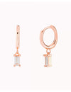 Baguette CZ Charm Huggie Hoop Earrings