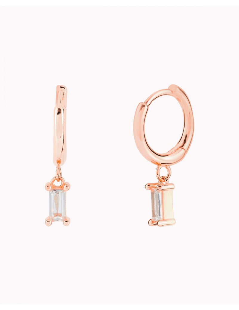 Baguette CZ Charm Huggie Hoop Earrings