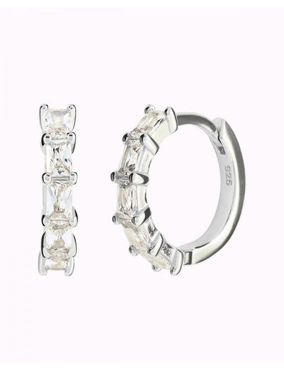 Pendientes de aro huggie con circonitas en talla baguette