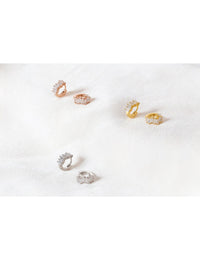 Misaligned Baguette CZ Huggie Hoop Earrings