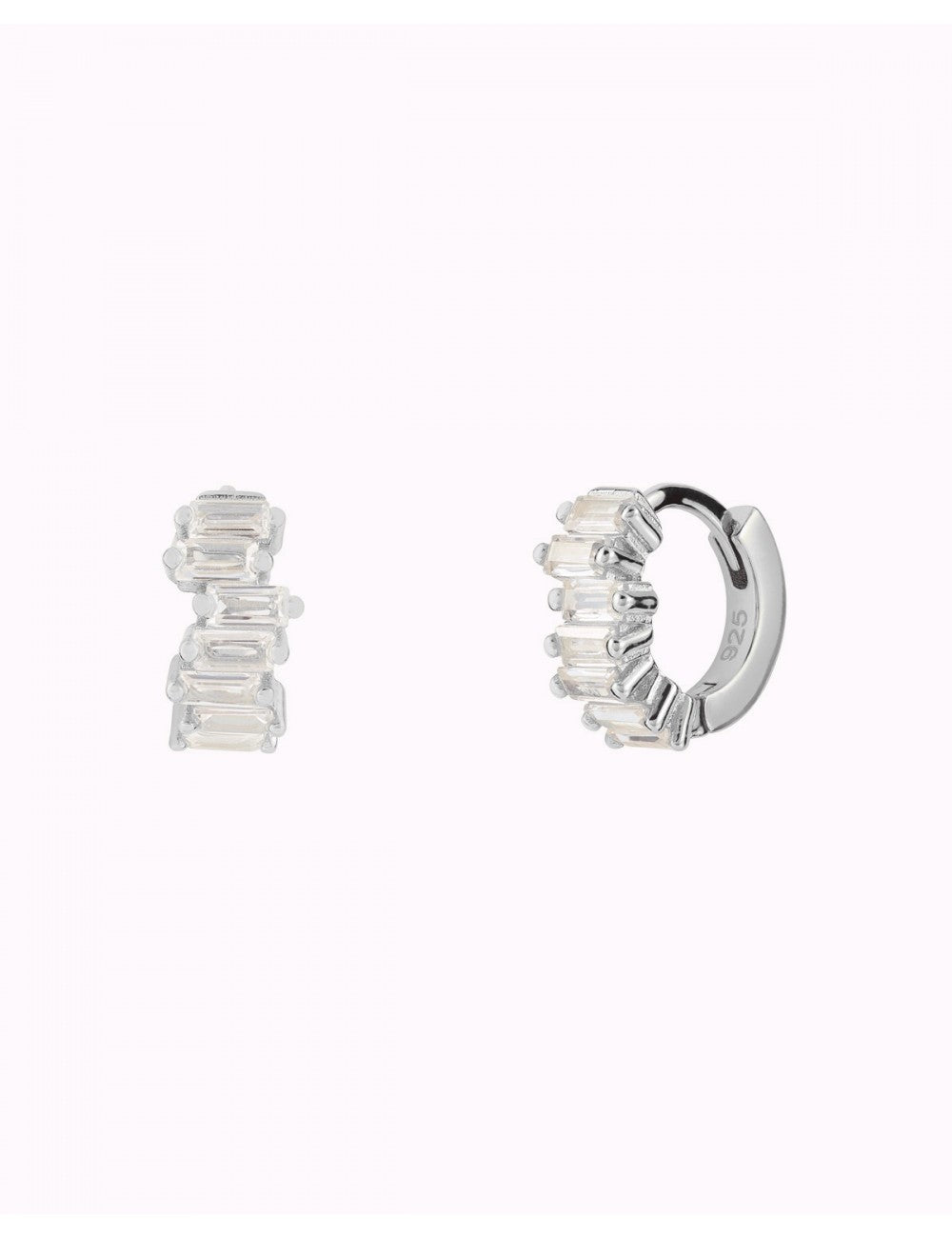 Misaligned Baguette CZ Huggie Hoop Earrings
