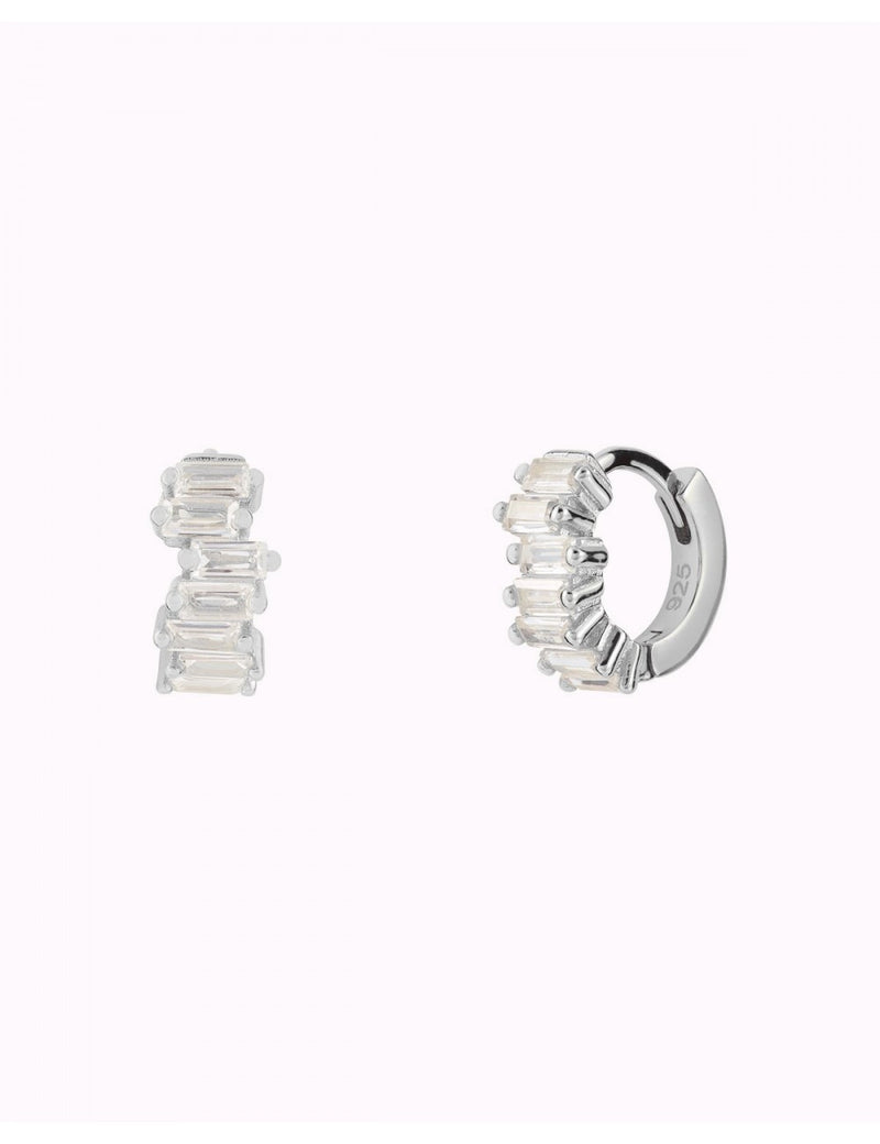 Misaligned Baguette CZ Huggie Hoop Earrings