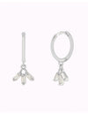 Pendientes de aro huggie con charm con 3 circonitas en talla baguette