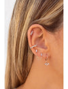 Pendientes de aro huggie con charm con 3 circonitas en talla baguette