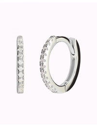 Pave CZ Huggie Hoop Earrings