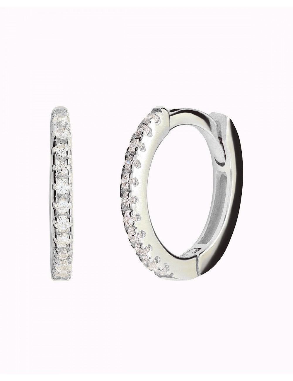 Pave CZ Huggie Hoop Earrings