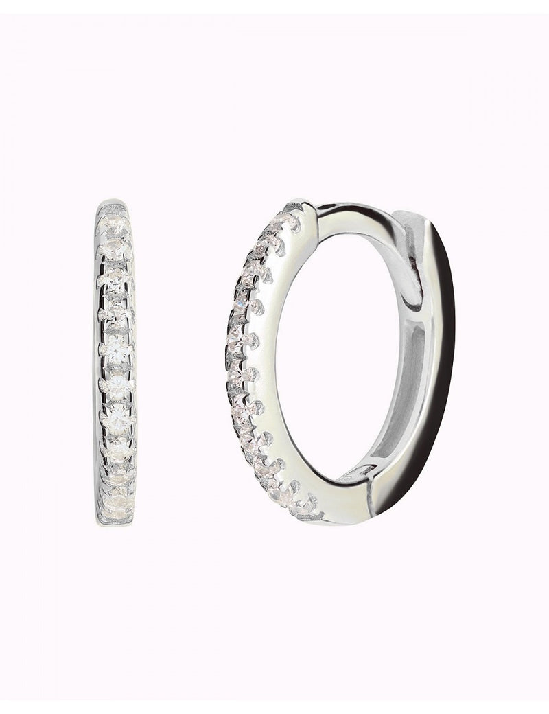 Pave CZ Huggie Hoop Earrings