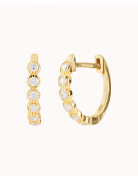 CZ Bezel Huggie Hoop Earrings 