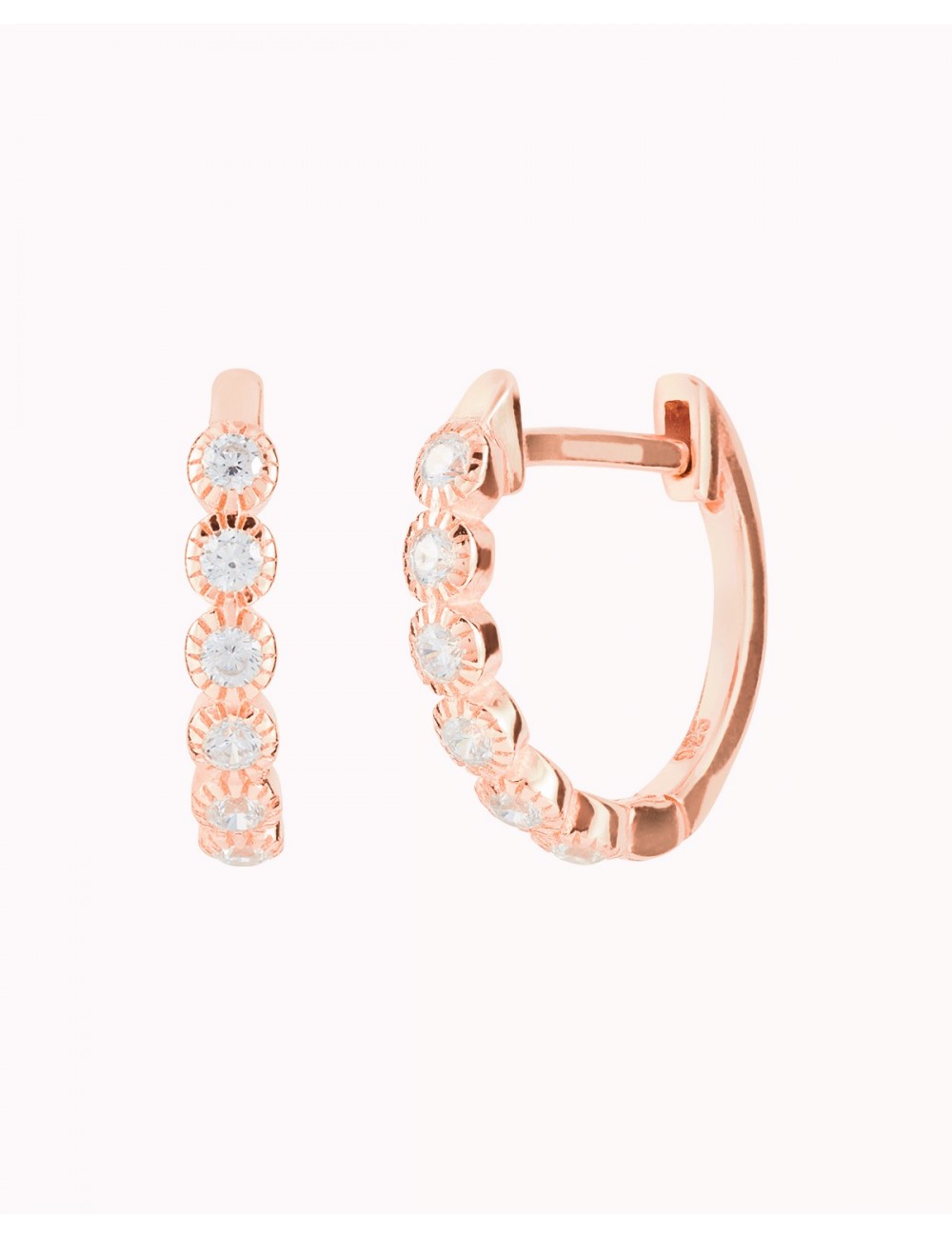 CZ Bezel Huggie Hoop Earrings 