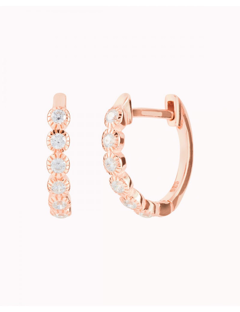 CZ Bezel Huggie Hoop Earrings 