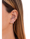 Boucles d'oreilles créoles Huggie avec zircone cubique et pendentif en zircone cubique serti clos