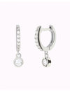 Boucles d'oreilles créoles Huggie avec zircone cubique et pendentif en zircone cubique serti clos