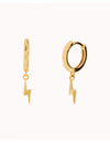 Pendientes de aro huggie con colgante en forma de rayo