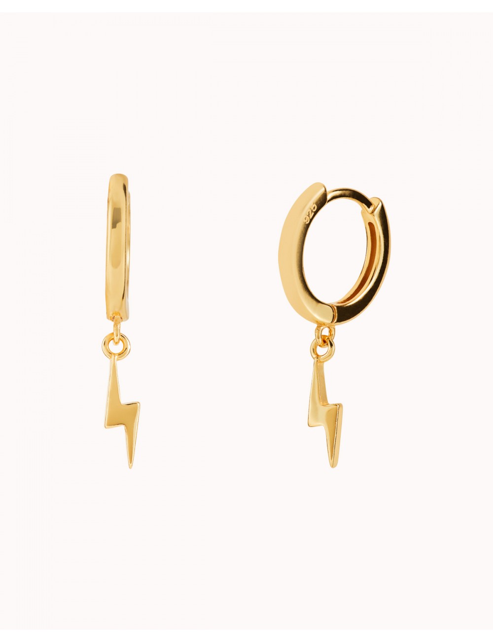 Pendientes de aro huggie con colgante en forma de rayo
