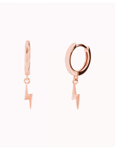 Lightning Bolt Shaped Charm Huggie Hoop Earrings