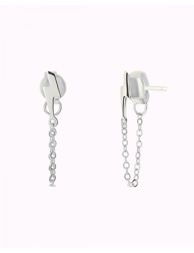 Pendientes stud en forma de rayo con cadena colgante