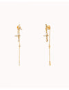 Pendientes largos ear jacket con circonitas en talla marquesa y redonda