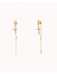 Pendientes largos ear jacket con circonitas en talla marquesa y redonda