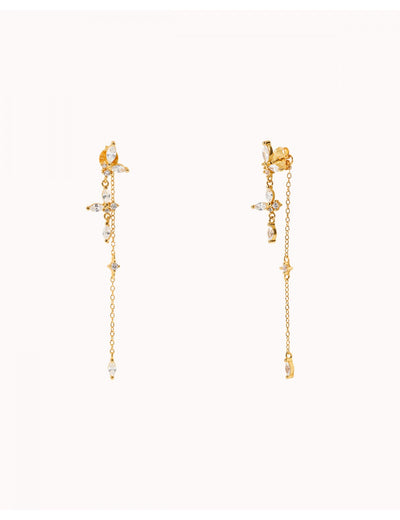 Marquise & Round CZ Long Chain Ear Jacket Earrings