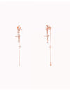 Pendientes largos ear jacket con circonitas en talla marquesa y redonda