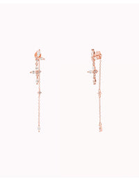 Pendientes largos ear jacket con circonitas en talla marquesa y redonda