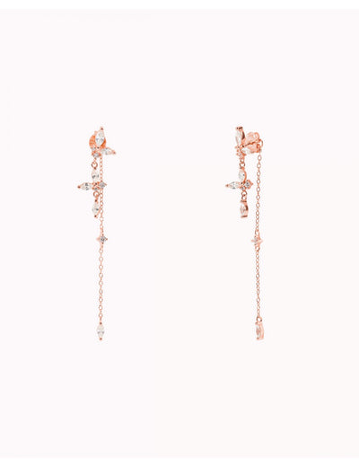 Marquise & Round CZ Long Chain Ear Jacket Earrings