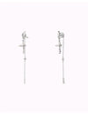 Pendientes largos ear jacket con circonitas en talla marquesa y redonda