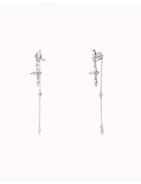Pendientes largos ear jacket con circonitas en talla marquesa y redonda
