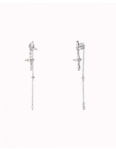 Marquise & Round CZ Long Chain Ear Jacket Earrings