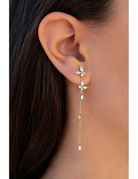 Pendientes largos ear jacket con circonitas en talla marquesa y redonda
