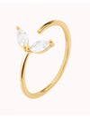 Bagues ouvertes fines avec zircons taille marquise en forme de fleur