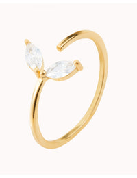 Bagues ouvertes fines avec zircons taille marquise en forme de fleur