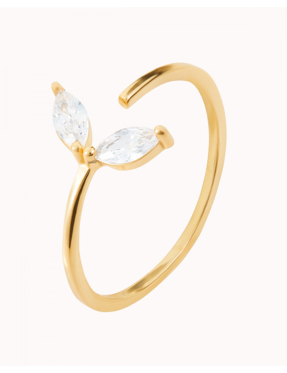 Bagues ouvertes fines avec zircons taille marquise en forme de fleur
