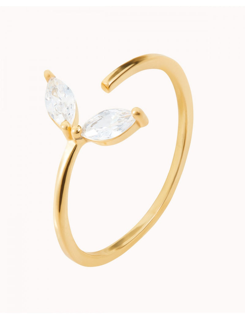 Bagues ouvertes fines avec zircons taille marquise en forme de fleur