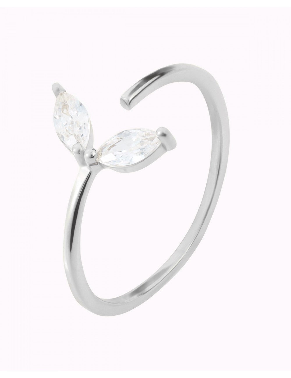 Bagues ouvertes fines avec zircons taille marquise en forme de fleur