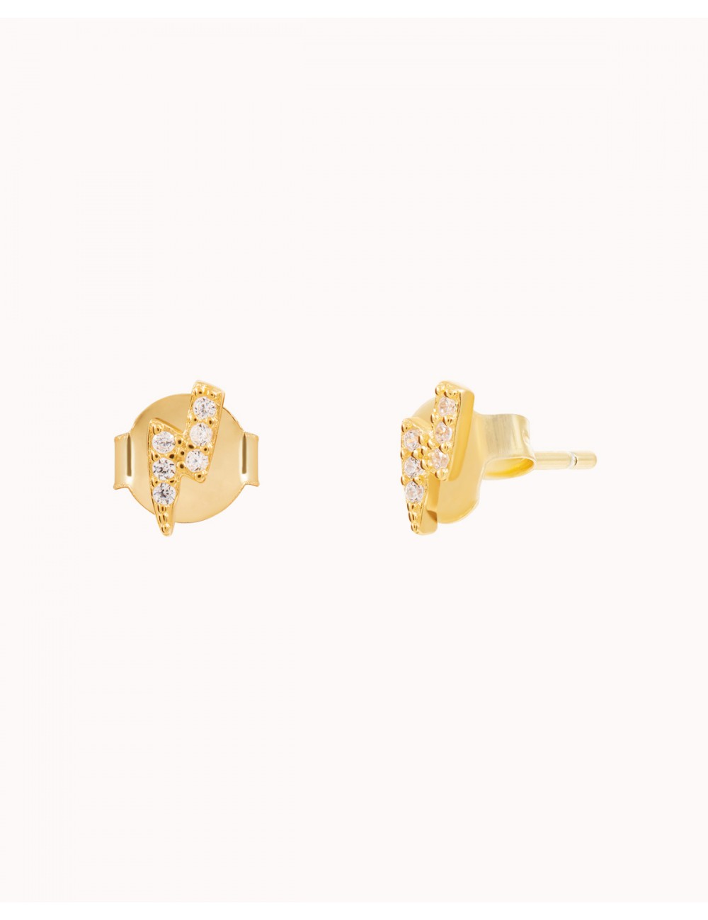 Pendientes stud mini en forma de rayo con circonitas