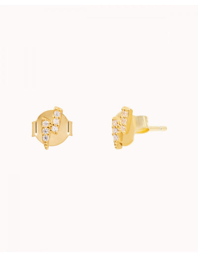 CZ Lightning Bolt Stud Earrings