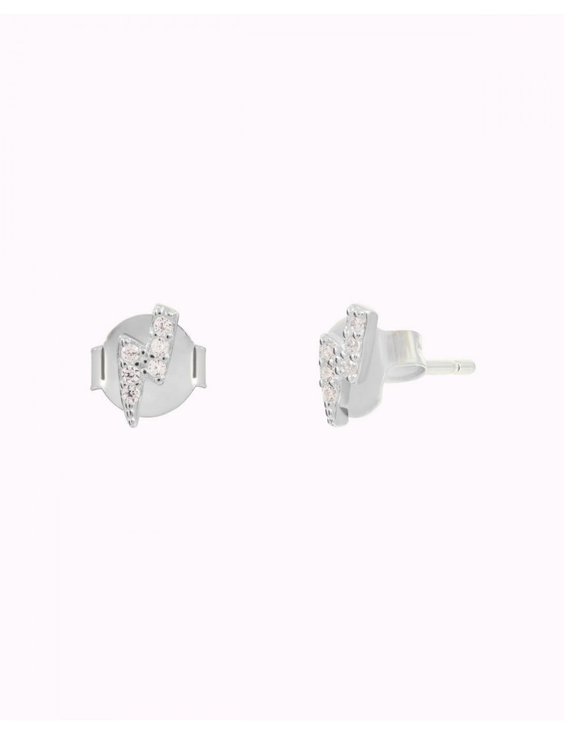 Pendientes stud mini en forma de rayo con circonitas