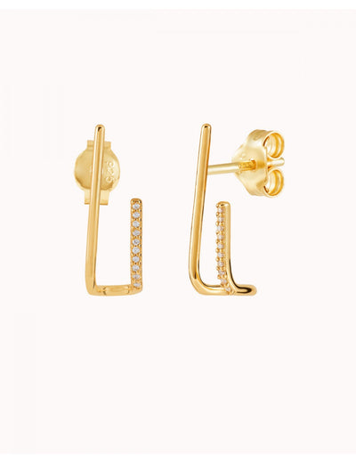 Pendientes suspensores minimalistas de doble banda con círconitas