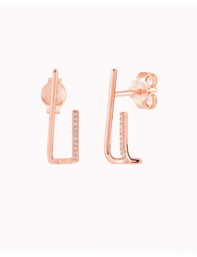 Pendientes suspensores minimalistas de doble banda con círconitas